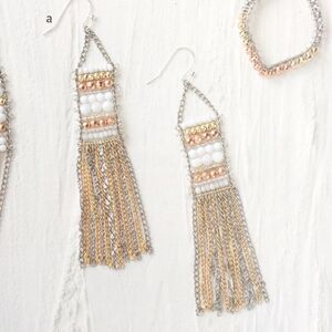 stella & dot ~ dakota earrings ~ white gold beaded